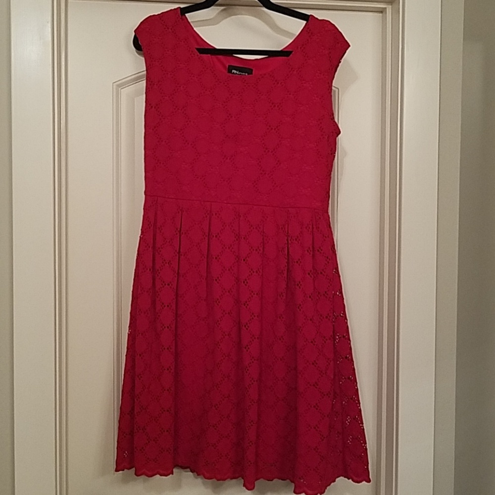 Sleeveless Red Eyelet Dress